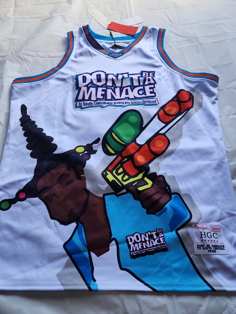 Nostalgia MEN'S DON'T BE AMENACE BASKETBALL JERSEY WHITE SIZE 4XLARGE NWT!!!